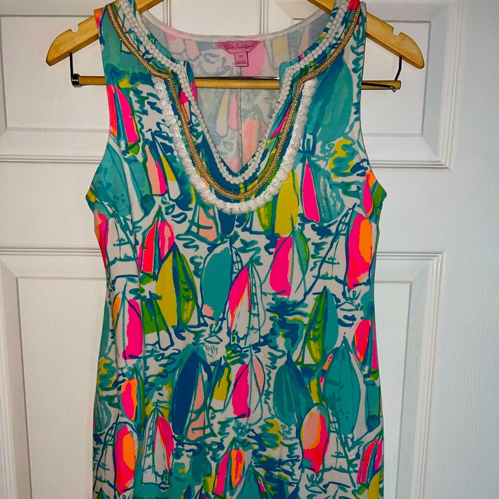 Lilly Pulitzer Multicolor sailboat Harper Dress XS 2 4 pull over soft